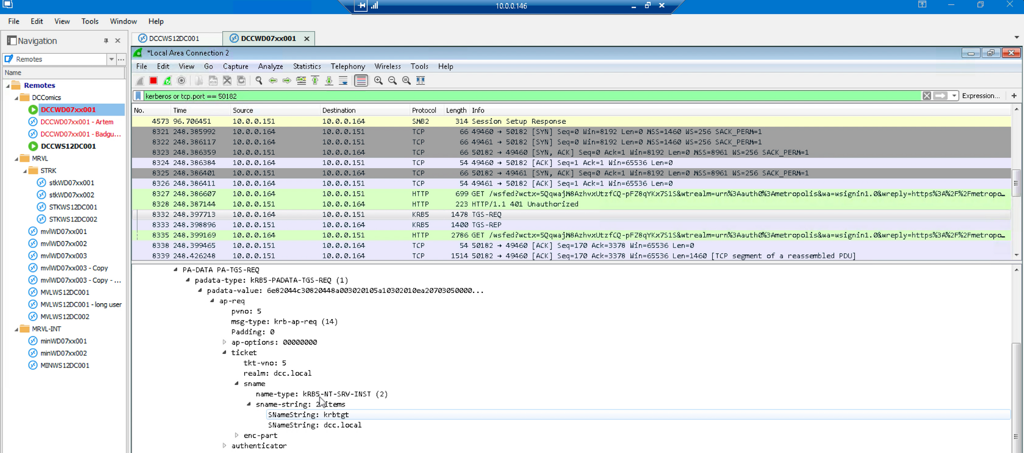 GT attack Wireshark forged ticket