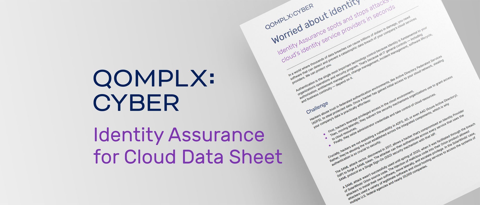 QOMPLX:CYBER Identity Assurance for Cloud Data Sheet