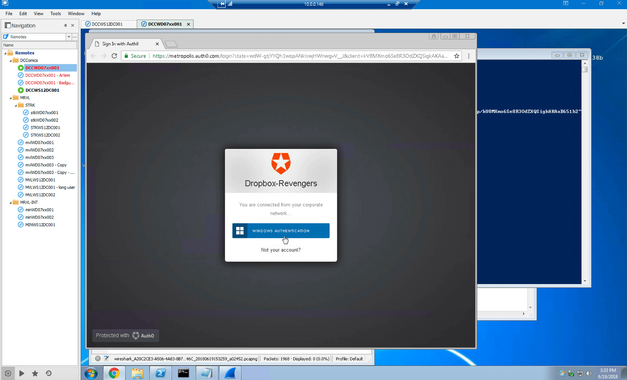 Dropbox login window