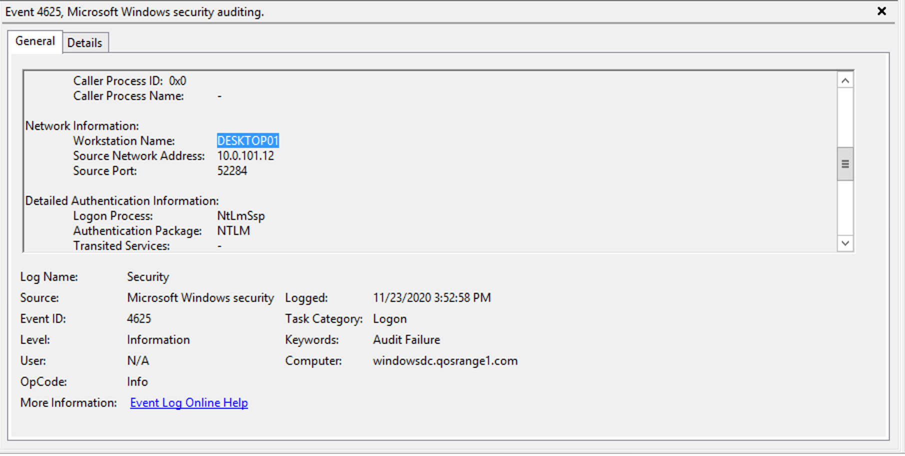 Microsoft Windows security auditing page