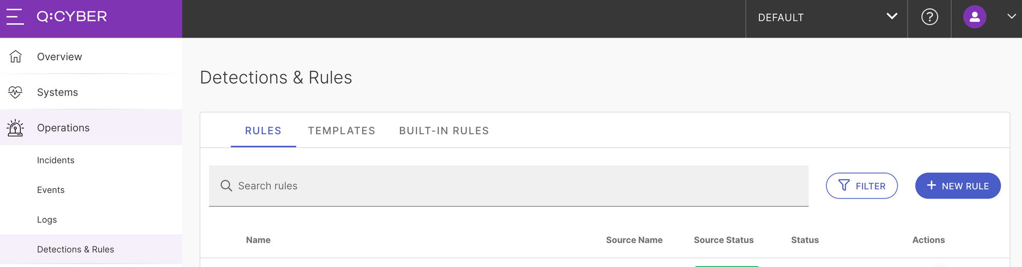 Q:Cyber Detections and Rules page